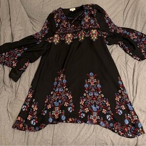 Soulmates Black Dress with Colorful Floral Design